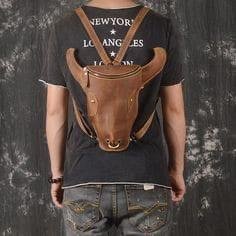 Bull Shaped / Bull Design Leather Bag- Unisex